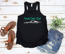 Load image into Gallery viewer, Your Own Text Mustang (Choose your Car) Girls and Ladies Flowy Racerback Tank Top