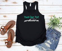 Load image into Gallery viewer, Your Own Text Mustang (Choose your Car) Girls and Ladies Flowy Racerback Tank Top