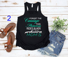 Load image into Gallery viewer, Forget the Carriage This Princess Rides in Her Mom's (any name) Mustang Girls Racerback Flowy Tank Top