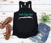 Load image into Gallery viewer, Your Own Text Mustang (Choose your Car) Girls and Ladies Flowy Racerback Tank Top
