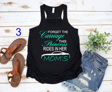 Load image into Gallery viewer, Forget the Carriage This Princess Rides in Her Mom's (any name) Mustang Girls Racerback Flowy Tank Top