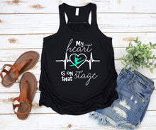 Load image into Gallery viewer, My Heart is on that Stage Ladies Flowy Racerback Tank Top