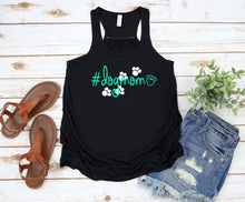Load image into Gallery viewer, #DogMom Ladies Flowy Racerback Tank Top