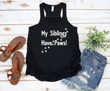 Load image into Gallery viewer, My Siblings have Paws Girls Racerback Flowy Tank Top
