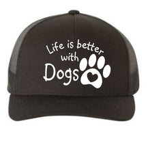 Load image into Gallery viewer, Life is Better with Dogs Adult 5 Panel Baseball Cap