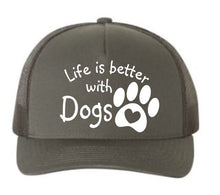Load image into Gallery viewer, Life is Better with Dogs Adult 5 Panel Baseball Cap