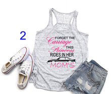 Load image into Gallery viewer, Forget the Carriage This Princess Rides in Her Mom's (any name) Mustang Girls Racerback Flowy Tank Top