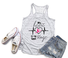 Load image into Gallery viewer, My Heart is on that Stage Ladies Flowy Racerback Tank Top
