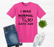 Load image into Gallery viewer, I was Normal Two Cats Ago Adult Unisex T Shirt or Sweatshirt Personalization available.
