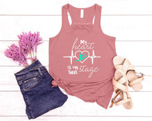 Load image into Gallery viewer, My Heart is on that Stage Ladies Flowy Racerback Tank Top