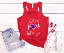 Load image into Gallery viewer, My Heart is on that Stage Ladies Flowy Racerback Tank Top