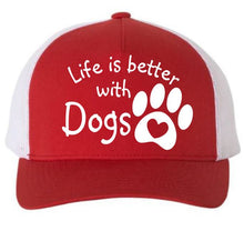 Load image into Gallery viewer, Life is Better with Dogs Adult 5 Panel Baseball Cap