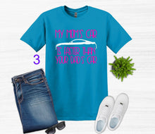 Load image into Gallery viewer, My Mom's Mustang (your choice of car) is Faster than your Dad's Car Youth T-Shirt or Sweatshirt