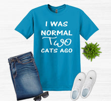 Load image into Gallery viewer, I was Normal Two Cats Ago Adult Unisex T Shirt or Sweatshirt Personalization available.