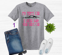 Load image into Gallery viewer, My Mom's Mustang (your choice of car) is Faster than your Dad's Car Youth T-Shirt or Sweatshirt