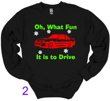 Load image into Gallery viewer, Oh, What Fun it is to Drive.... Adult T Shirt or Sweatshirt Choose your Mustang!