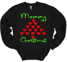 Load image into Gallery viewer, Paw Print Christmas Tree Youth and Adult T Shirt or Sweatshirt