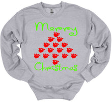 Load image into Gallery viewer, Paw Print Christmas Tree Youth and Adult T Shirt or Sweatshirt