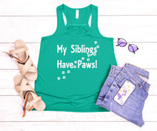 Load image into Gallery viewer, My Siblings have Paws Girls Racerback Flowy Tank Top