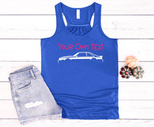 Load image into Gallery viewer, Your Own Text Mustang (Choose your Car) Girls and Ladies Flowy Racerback Tank Top