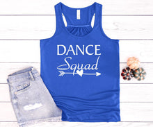 Load image into Gallery viewer, Dance Squad Girls and Ladies Flowy Racerback Tank Top