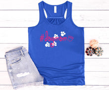 Load image into Gallery viewer, #DogMom Ladies Flowy Racerback Tank Top