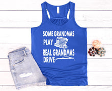 Load image into Gallery viewer, Real Grandmas Drive a Mustang Ladies Flowy Racerback Tank Top
