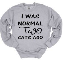 Load image into Gallery viewer, I was Normal Two Cats Ago Adult Unisex T Shirt or Sweatshirt Personalization available.