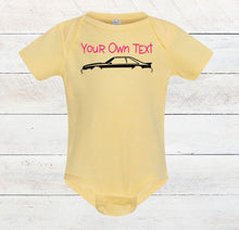 Load image into Gallery viewer, Your Own Text Mustang (Choose your Car) Infant and Toddler Apparel