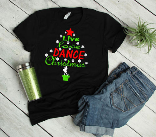 Live Love Dance Christmas Tree Toddler, Youth & Adult T Shirt & Sweatshirt