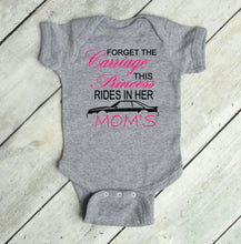 Load image into Gallery viewer, Forget the Carriage This Princess Rides in Her Mom's (any name) Mustang (your choice of car) Infant and Toddler Apparel