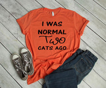 Load image into Gallery viewer, I was Normal Two Cats Ago Adult Unisex T Shirt or Sweatshirt Personalization available.