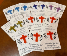 Load image into Gallery viewer, Multiple cards with crosses and religious text on a wooden surface