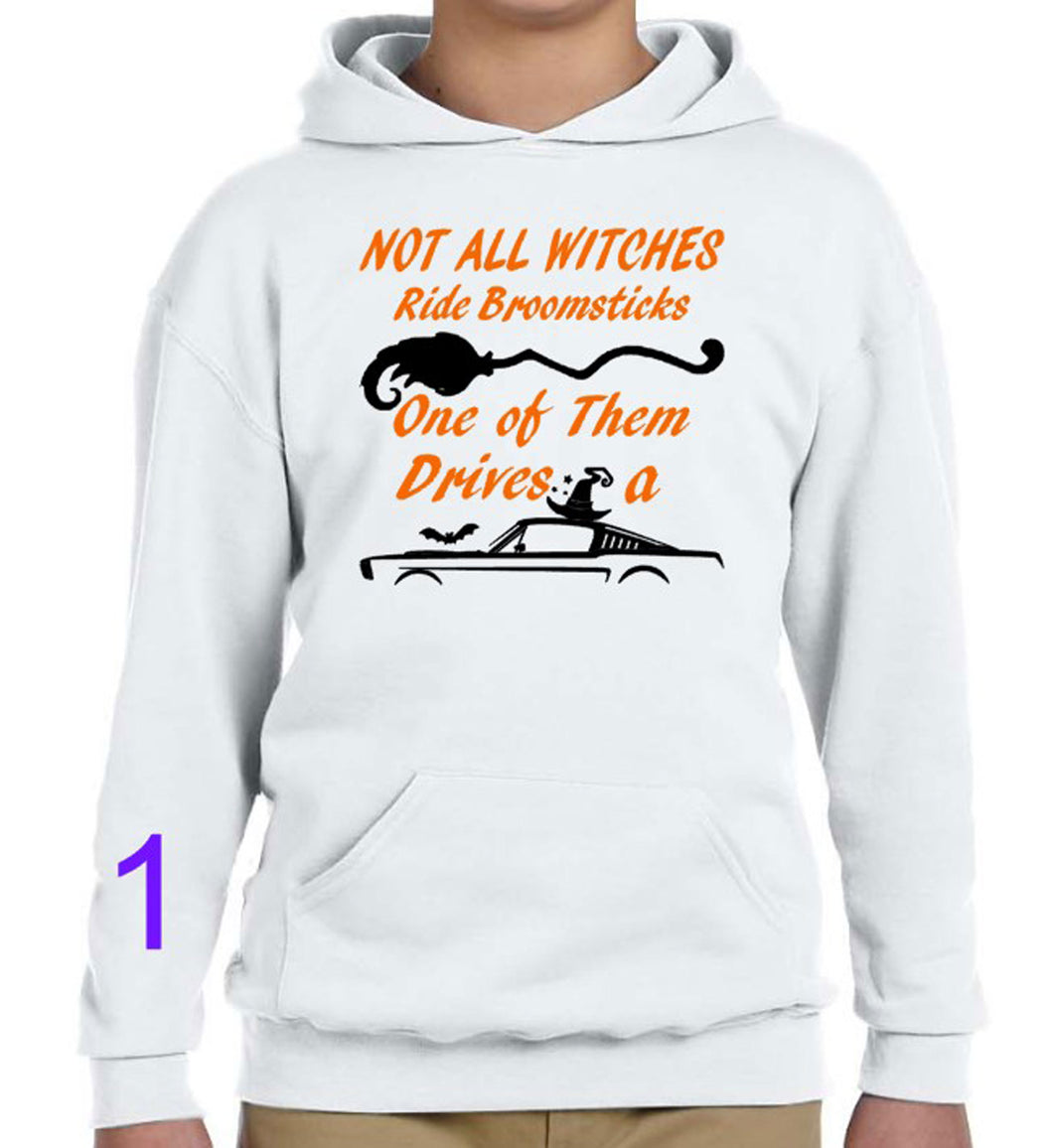 ***CLEARANCE*** Not all Witches Drive a Broomstick Mustang Adult Unisex Pullover Hoodie