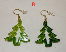 Load image into Gallery viewer, Green tree-shaped earrings on a white background