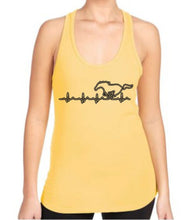 Load image into Gallery viewer, Yellow tank top with a graphic design on a white background
