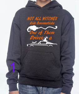 ***CLEARANCE*** Not all Witches Drive a Broomstick Mustang Adult Unisex Pullover Hoodie