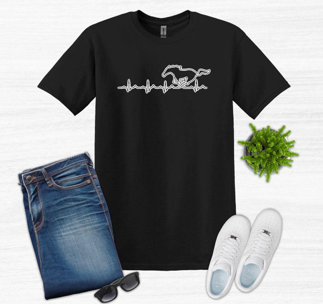 Mustang Heartbeat Adult Unisex T Shirt and Sweatshirt