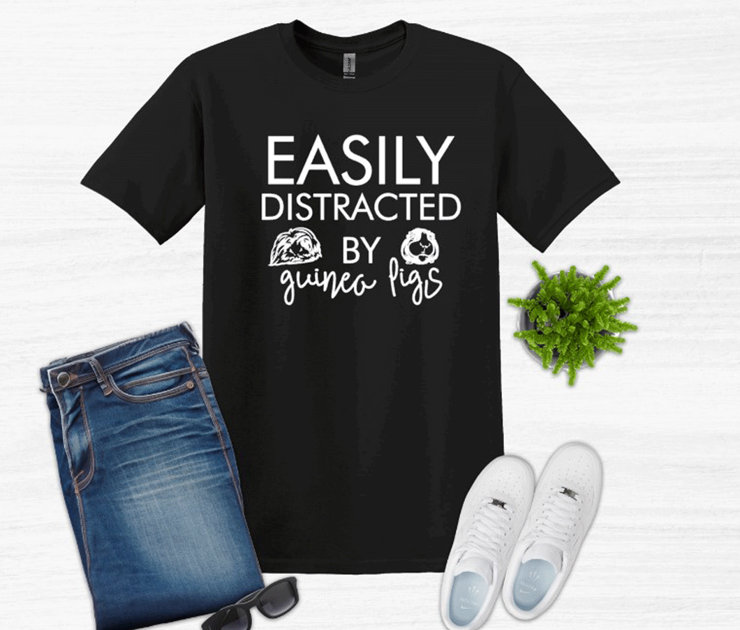 Easily Distracted By Guinea Pigs Youth and Adult Unisex T-Shirt or Sweatshirt