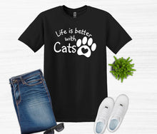 Load image into Gallery viewer, Life is Better with Cats Adult Unisex T-Shirt or Sweatshirt