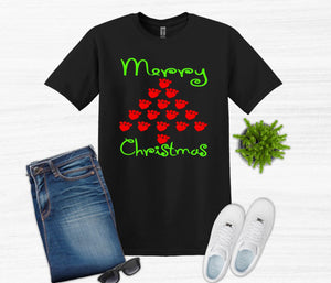 Paw Print Christmas Tree Youth and Adult T Shirt or Sweatshirt