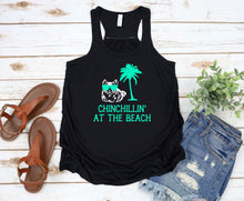 Load image into Gallery viewer, Chinchillin&#39; at the Beach Girls Racerback Flowy Tank Top