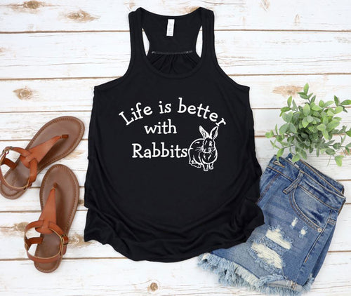 Life is Better with Rabbits Girls Racerback Flowy Tank Top
