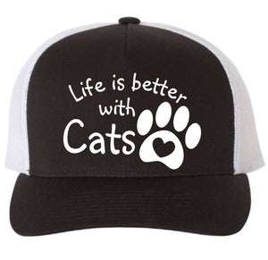 Life is Better with Cats Adult 5 Panel Baseball Cap