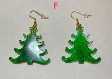 Load image into Gallery viewer, Green tree-shaped earrings on a white background