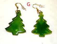 Load image into Gallery viewer, Green Christmas tree-shaped earrings on a white background