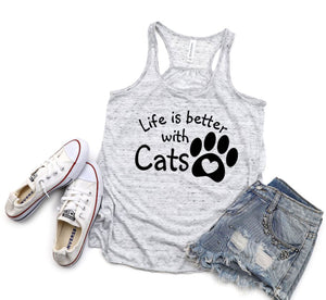 Life is Better with Cats Ladies Flowy Racerback Tank Top