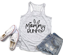 Load image into Gallery viewer, Gray tank top with 'Mommy Bunny' text, white sneakers, and denim shorts on a white background