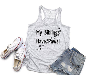 My Siblings have Paws Youth Racerback Flowy Tank Top