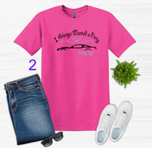 Load image into Gallery viewer, Pink t-shirt with text, blue jeans, white sneakers, and sunglasses on a white background